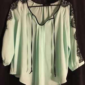 SOLD Lace trimmed round neck blouse